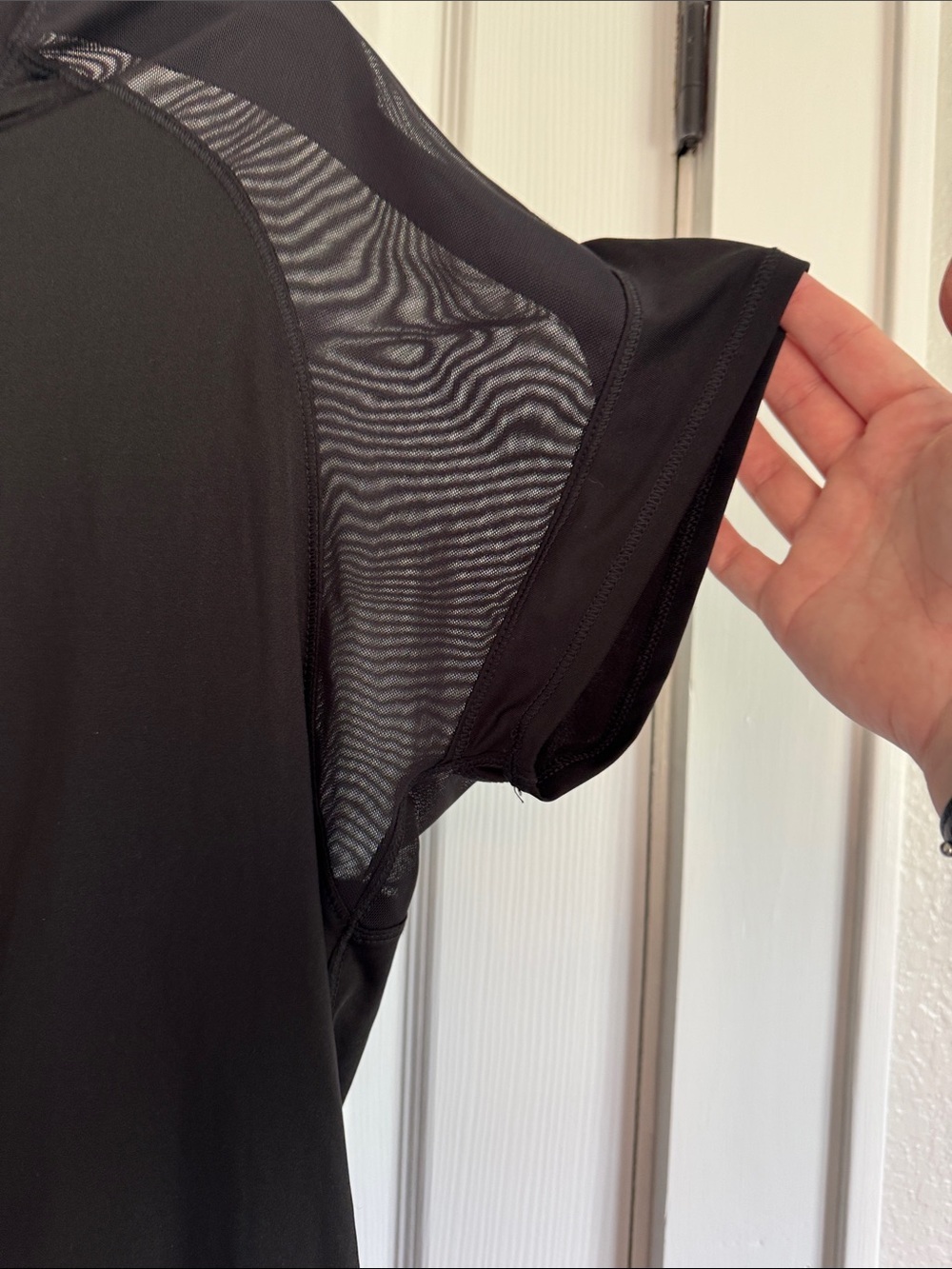 Athletic Works Black Mesh-Trim Short Sleeve Top - Picture 3 of 8